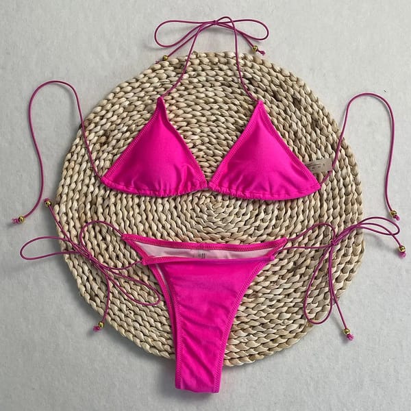 Lace-Up Halter Bikini Set with Adjustable Rope Detailing