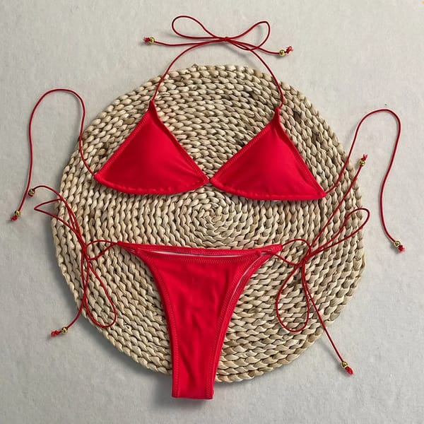 Lace-Up Halter Bikini Set with Adjustable Rope Detailing
