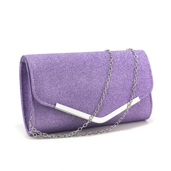 Glitter Envelope Clutch with Sequins and Chain for Parties