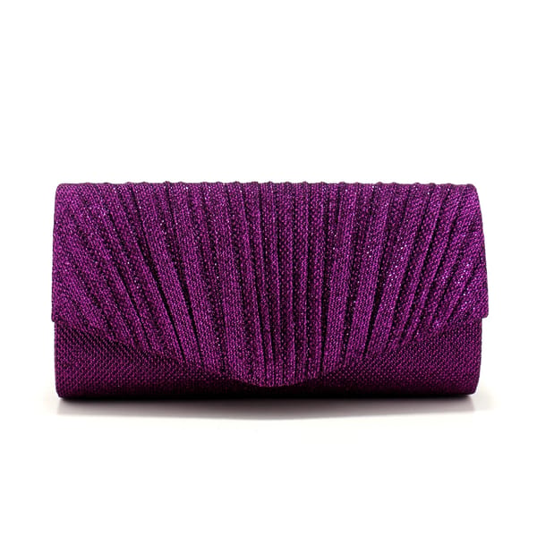 Ruched Glitter Envelope Clutch with Chain for Evening Parties