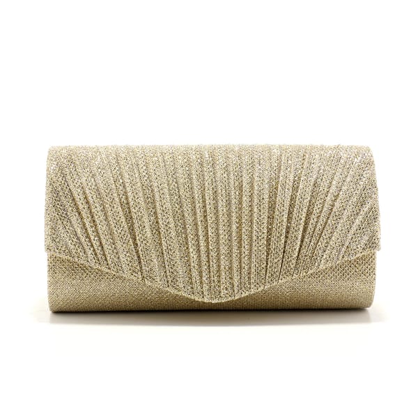 Ruched Glitter Envelope Clutch with Chain for Evening Parties