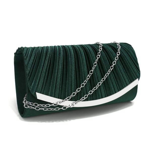 Ruched Satin Envelope Clutch with Chain for Weddings & Parties