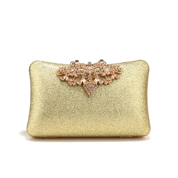 Glitter Diamond Evening Clutch with Metal Chain for Parties