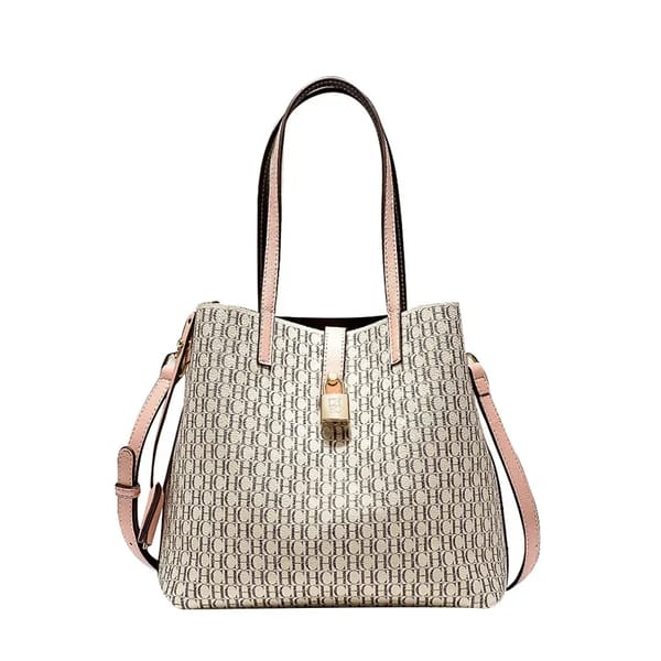 Versatile Large Leather Tote Bag with Letter Print Design
