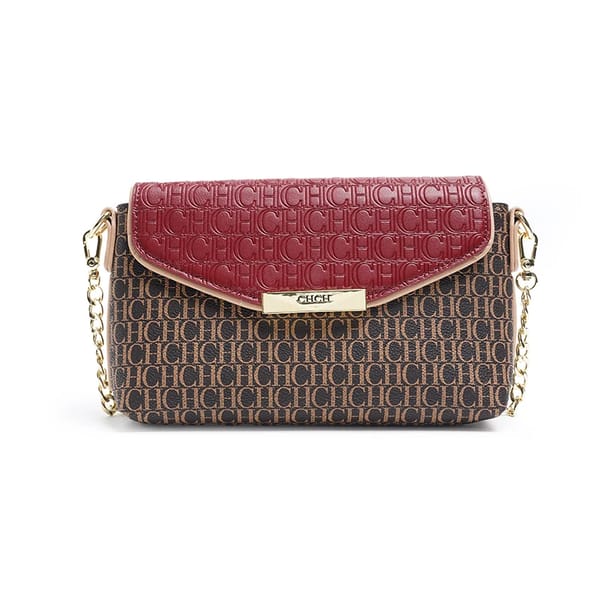 Monogram Print Chain Crossbody Bag with Flap and Classic Style
