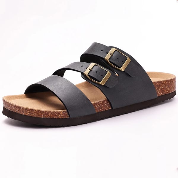 Shevalues Women's Double Buckle Mules with Cork Footbed Sandals