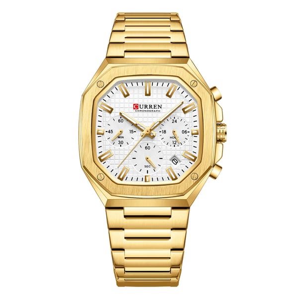 Stylish Square Dial Chronograph Watch with Stainless Steel Band