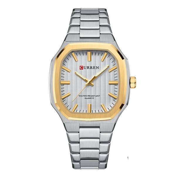 Modern Square Quartz Watch with Stainless Steel Bracelet