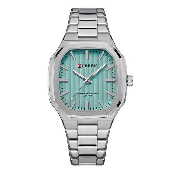 Modern Square Quartz Watch with Stainless Steel Bracelet