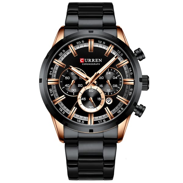 Stylish Chronograph Quartz Watch with Stainless Steel Strap
