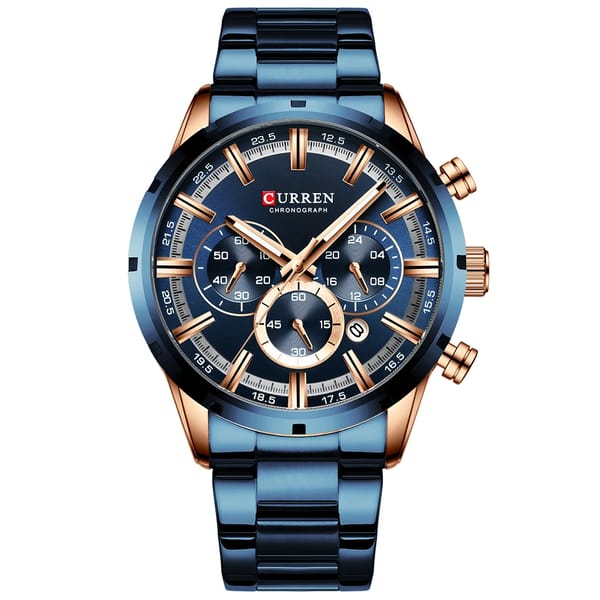 Stylish Chronograph Quartz Watch with Stainless Steel Strap