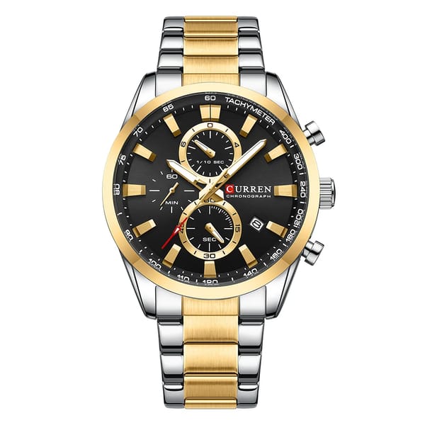 Men's Chronograph Quartz Watch with Stainless Steel Strap