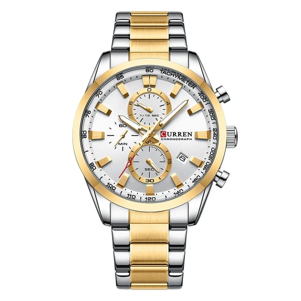 Men's Chronograph Quartz Watch with Stainless Steel Strap