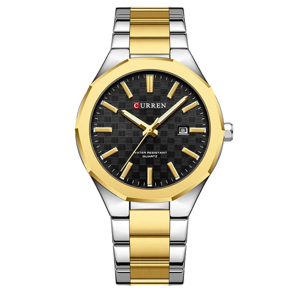 Men's Minimalist Black Dial Watch with Luminous Display