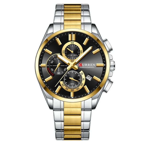 Men's Chronograph Quartz Watch with Luminous Display and Date