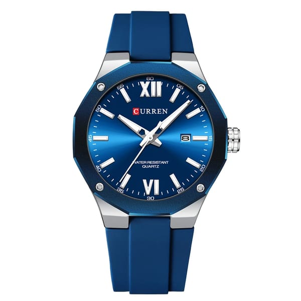Modern Men's Quartz Watch with Luminous Hands and Silicone Strap