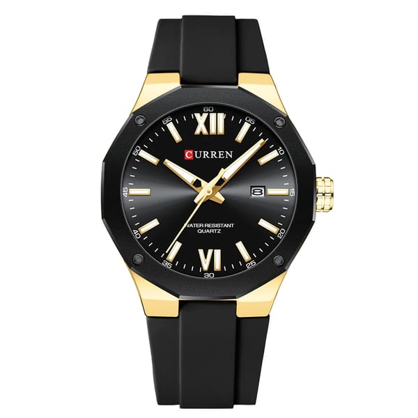 Modern Men's Quartz Watch with Luminous Hands and Silicone Strap