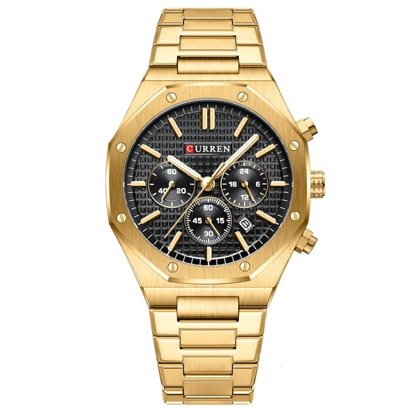 Stylish Chronograph Quartz Watch with Stainless Steel Band