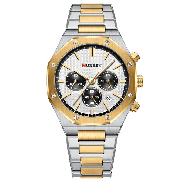 Stylish Men's Quartz Watch with Stainless Steel Strap and Luminous Hands