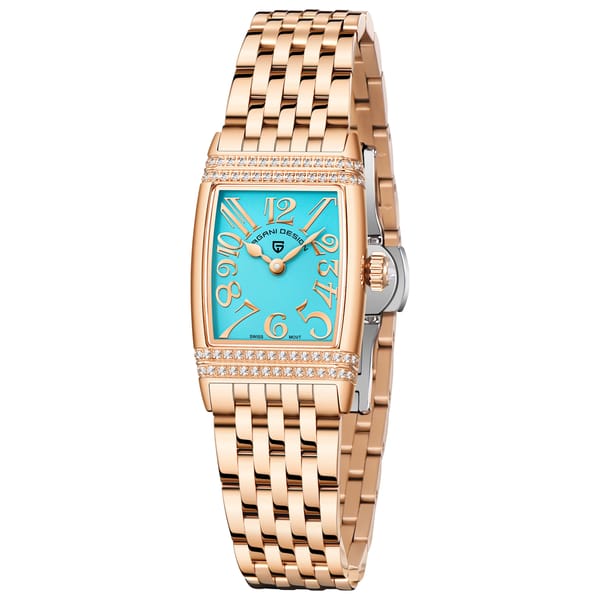 Elegant Rectangle Dial Women's Watch with Sapphire Crystal Glass