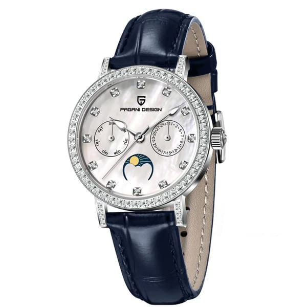 Elegant Luxury Women's Watch with Moon Phase and Calendar