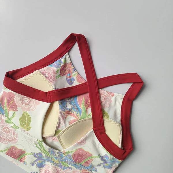 High-End Printed One-Piece Sports Bra with Wide Straps