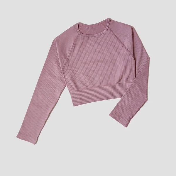 Seamless Long Sleeve Crop Top for Yoga and Daily Training