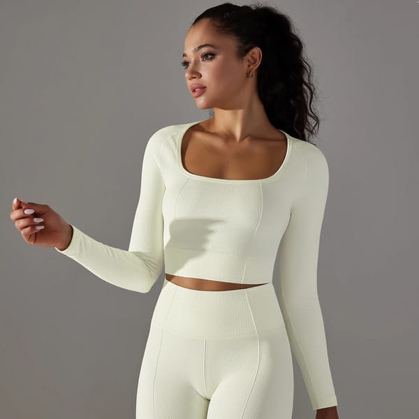 Breathable Long Sleeve Crop Shirt for Yoga and Fitness Training