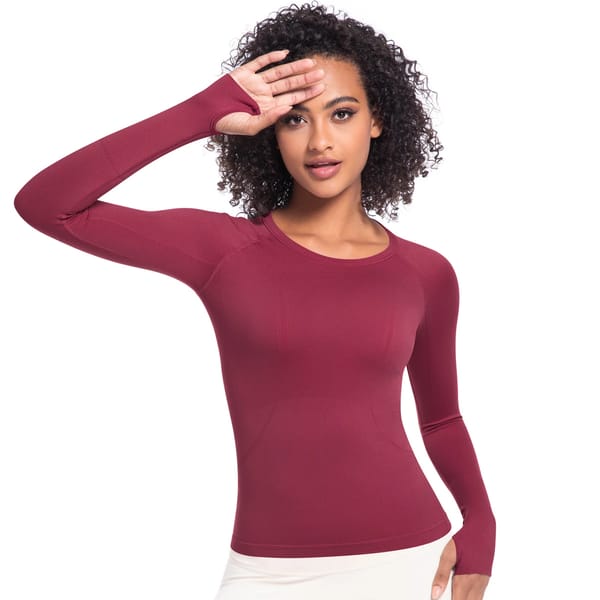 Breathable Long Sleeve Gym T-Shirt for Women’s Workout and Running