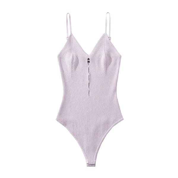 Backless Knit Bodysuit with Cut-Out Detail and Slim Fit
