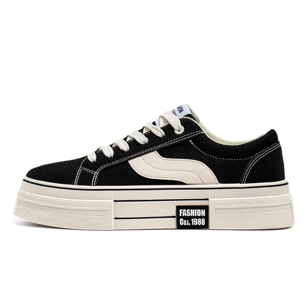 Men’s Canvas Platform Skateboard Sneakers with Vulcanized Sole