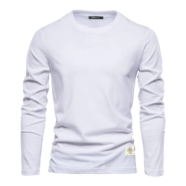 Men’s 100% Cotton Long Sleeve Casual T-Shirt for Spring
