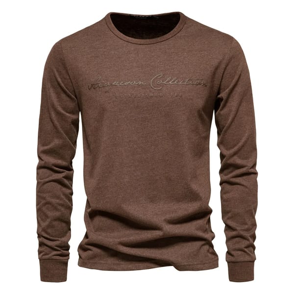 Men’s 100% Cotton Long Sleeve T-Shirt with Letter Print
