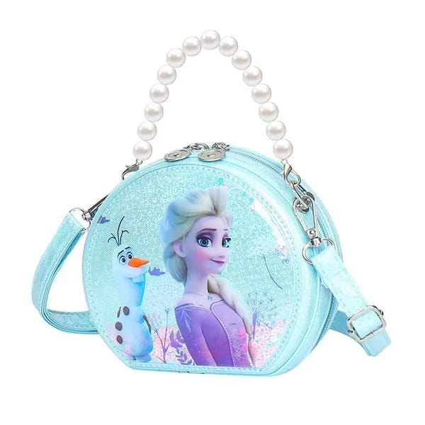 Glowing Cartoon Pearl Shoulder Bag with Quicksand Elsa Design