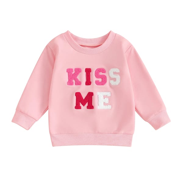 Long Sleeve Pullover Tee for Baby Girls with Letter Embroidery