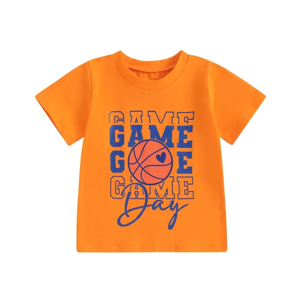 Toddler Kids Round Neck Basketball Print Summer T-Shirt