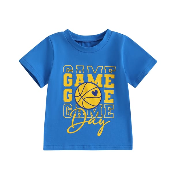 Toddler Kids Round Neck Basketball Print Summer T-Shirt
