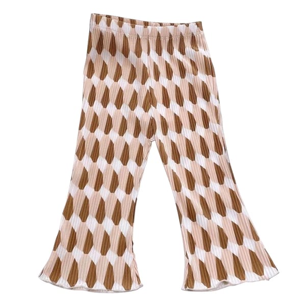 Lightweight Printed Bell Bottom Pants with Flared Hem for Girls
