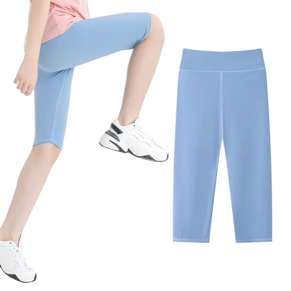 Girls High Waist Calf-Length Athletic Leggings for Summer