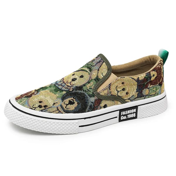 Men’s Embroidered Canvas Loafers Lightweight Breathable Summer Shoes