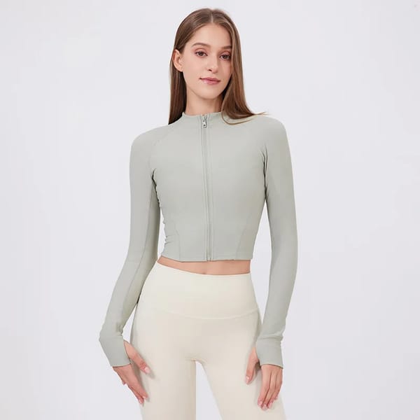 Women's Quick-Dry Zipper Workout Jacket for Running & Yoga
