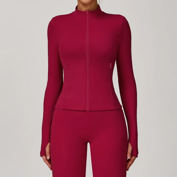 Slim Fit Zip-Up Jacket for Yoga and Running Workouts