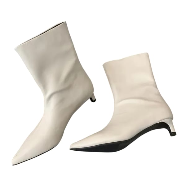 Women's Winter Ankle Boots – Pointed Toe Slip-On Style with Low Thin Heels