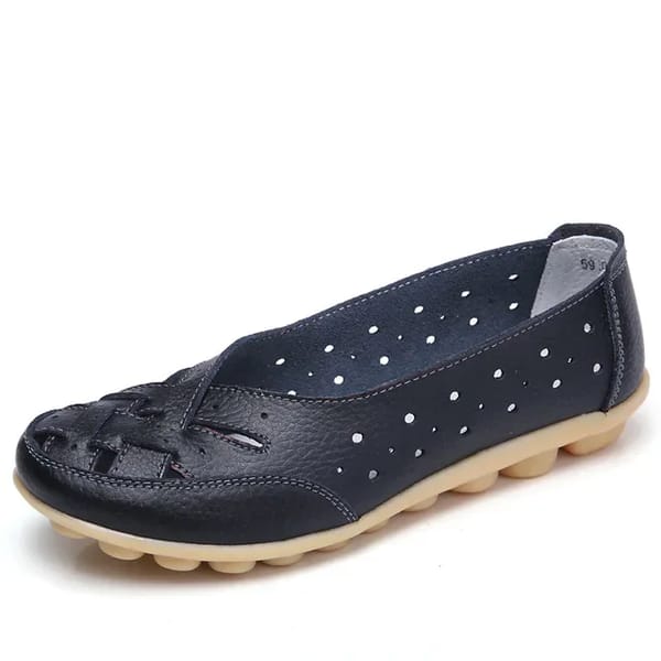 Casual Hollow Flat Loafers with Hook and Loop Closure