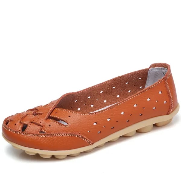 Casual Hollow Flat Loafers with Hook and Loop Closure