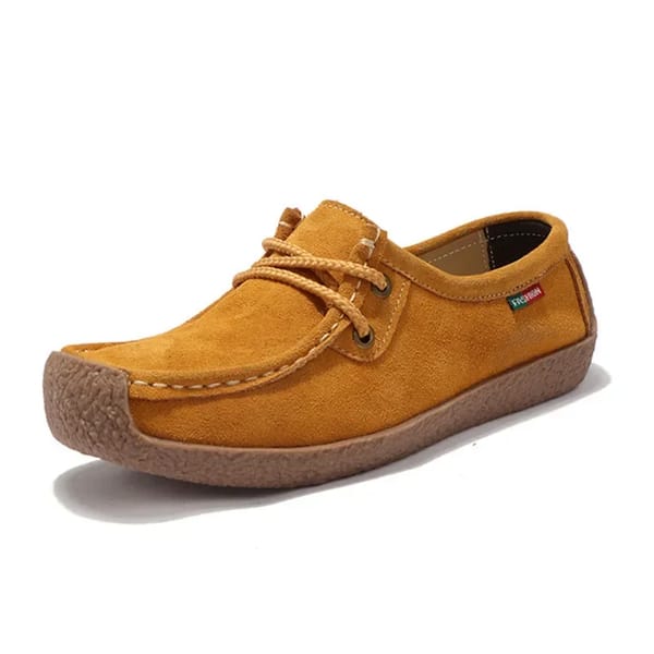 Suede Finish Leather Lace-Up Flats for Effortless Everyday Wear