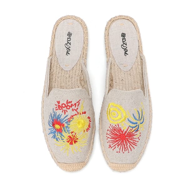 Hand-Painted Hemp Slip-On Espadrille Slippers for Women
