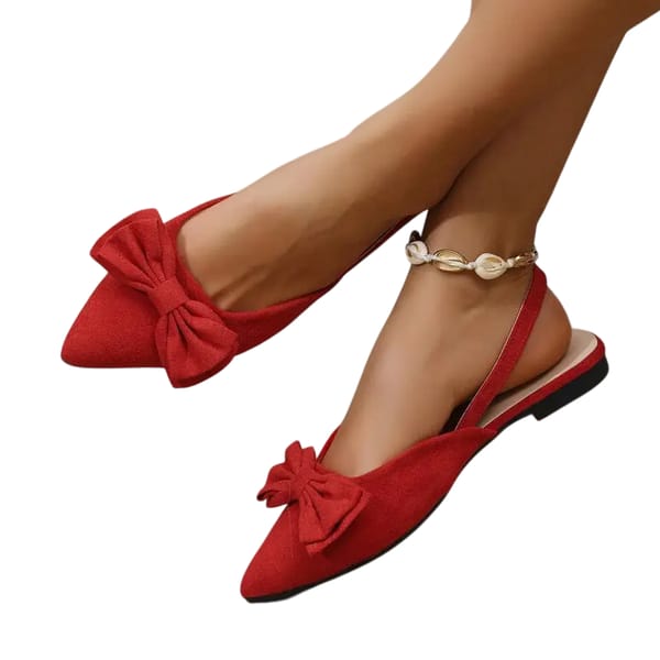 Sweet Pointed-Toe Bowknot Sandals with Flat Comfort Soles