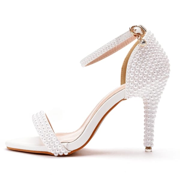 Elegant Ankle Strap Stiletto Wedding Shoes with Open Toe Design