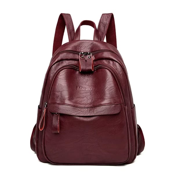 Stylish Women’s Leather Backpack with Large Capacity and Compartments